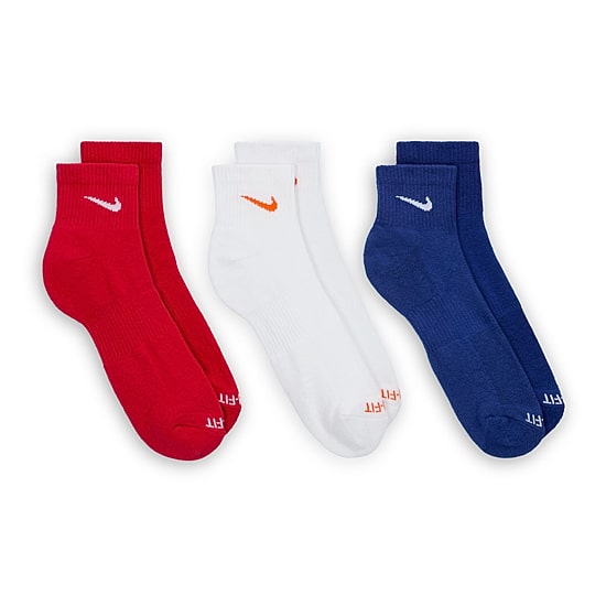 Nike Everyday Plus Cushioned Unisex Adult Breathable Multi-Pack 3 Pair Quarter Ankle Socks