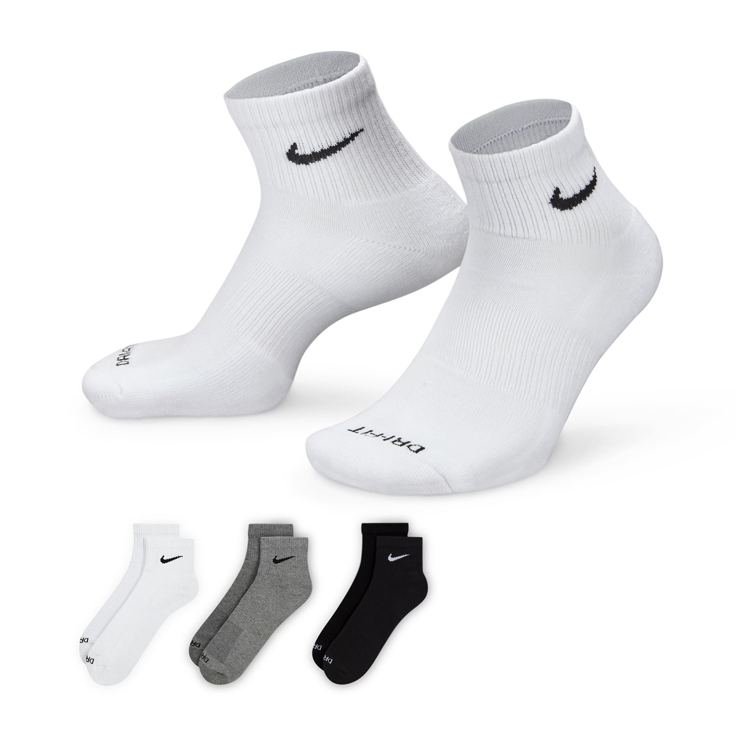Nike Everyday Plus Cushioned Unisex Adult Breathable Multi-Pack Pair Quarter Ankle Socks