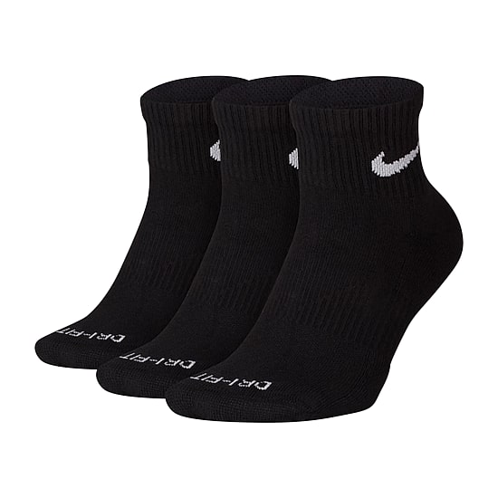 Nike Everyday Plus Cushioned Unisex Adult Breathable Multi-Pack 3 Pair Quarter Ankle Socks