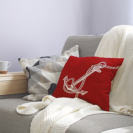 E By Design Anchored Reversible Square Throw Pillows