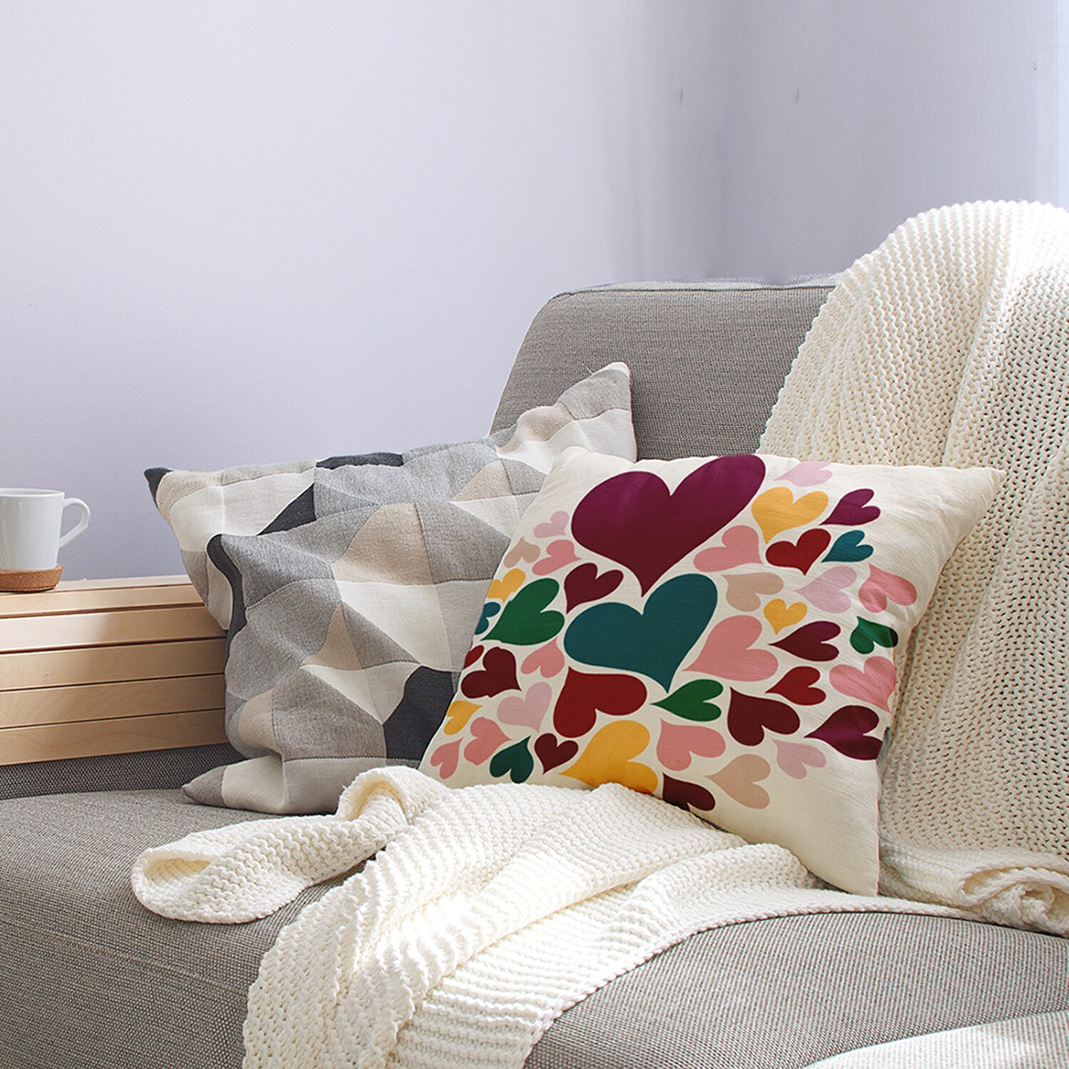 Hearts All Around Square Throw Pillow