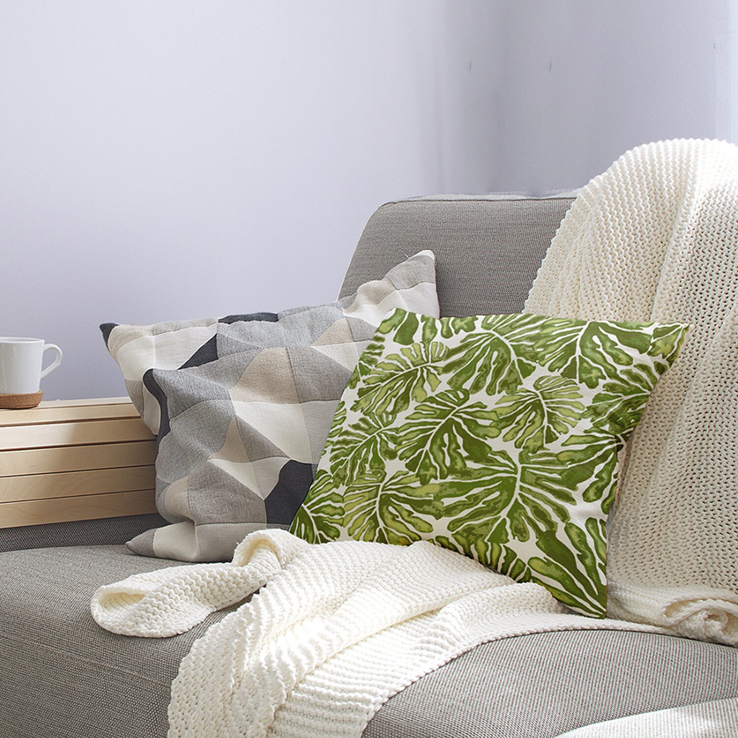 Palm Leaves Square Throw Pillow