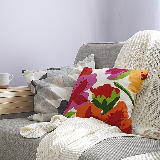 Tropical Floral Square Throw Pillow