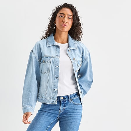 JS Jessica Simpson Womens Denim Midweight Jacket, Color: Zion