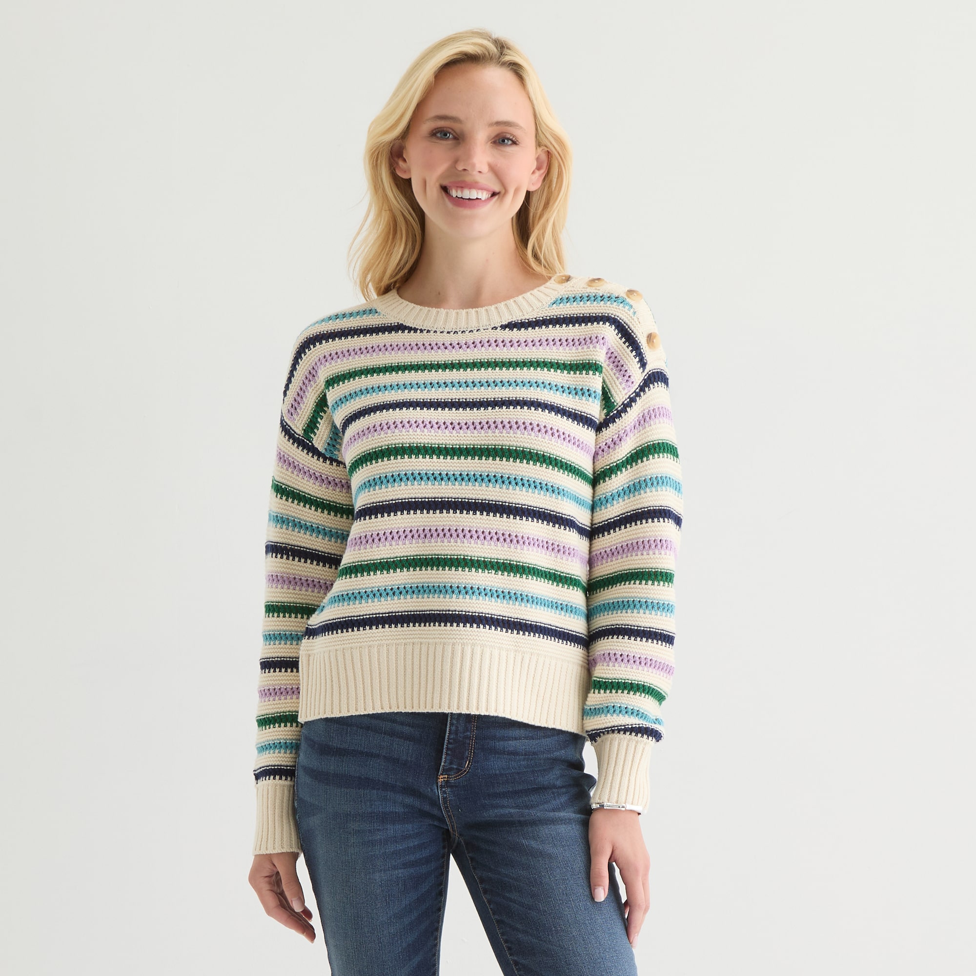 St. John's Bay Womens Crew Neck Long Sleeve Pullover Sweater