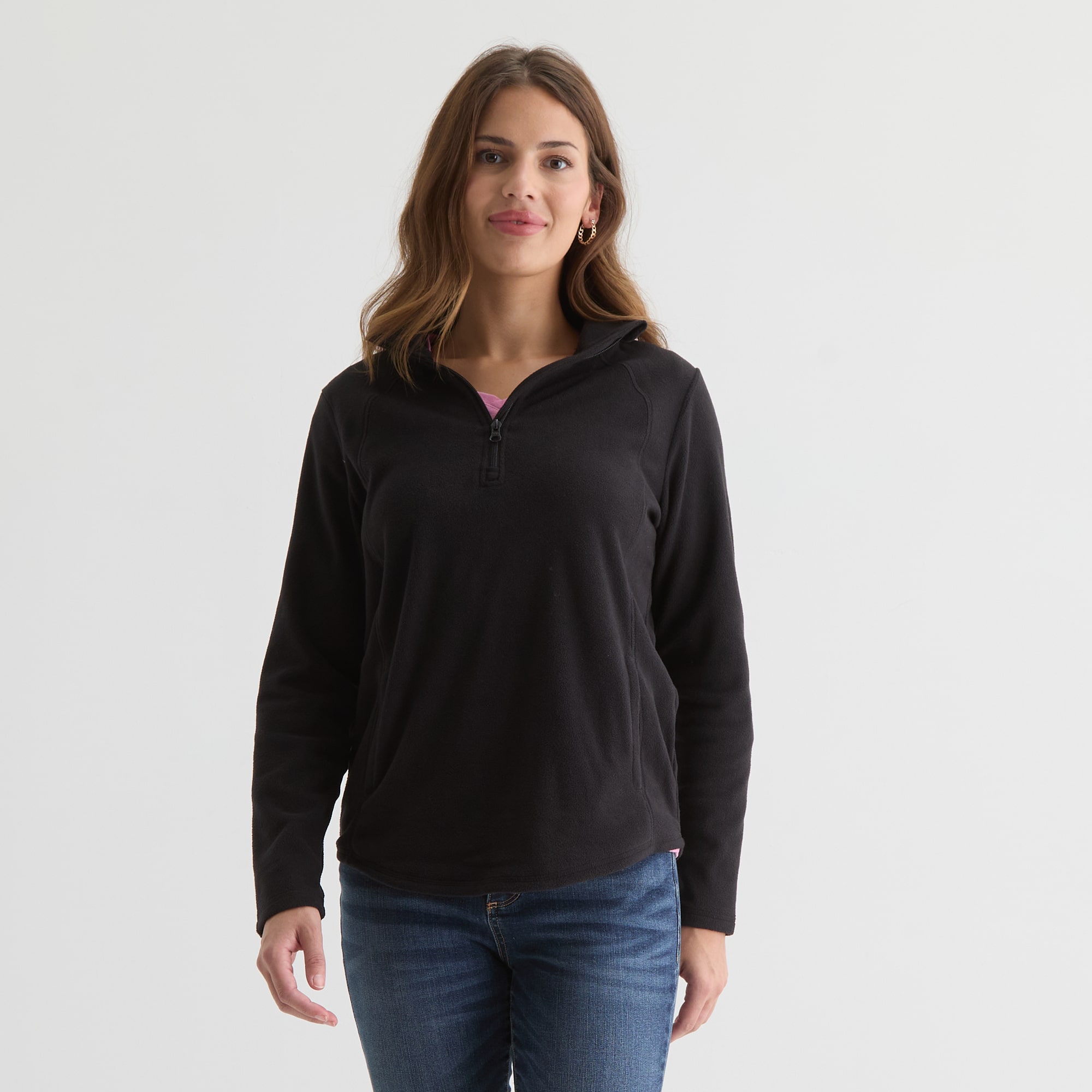 St. John's Bay Womens Long Sleeve Quarter-Zip Pullover
