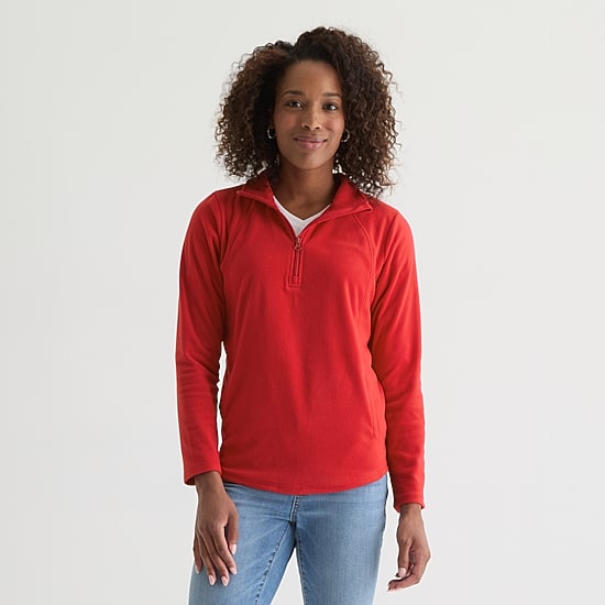 St. John's Bay Womens Long Sleeve Quarter-Zip Pullover