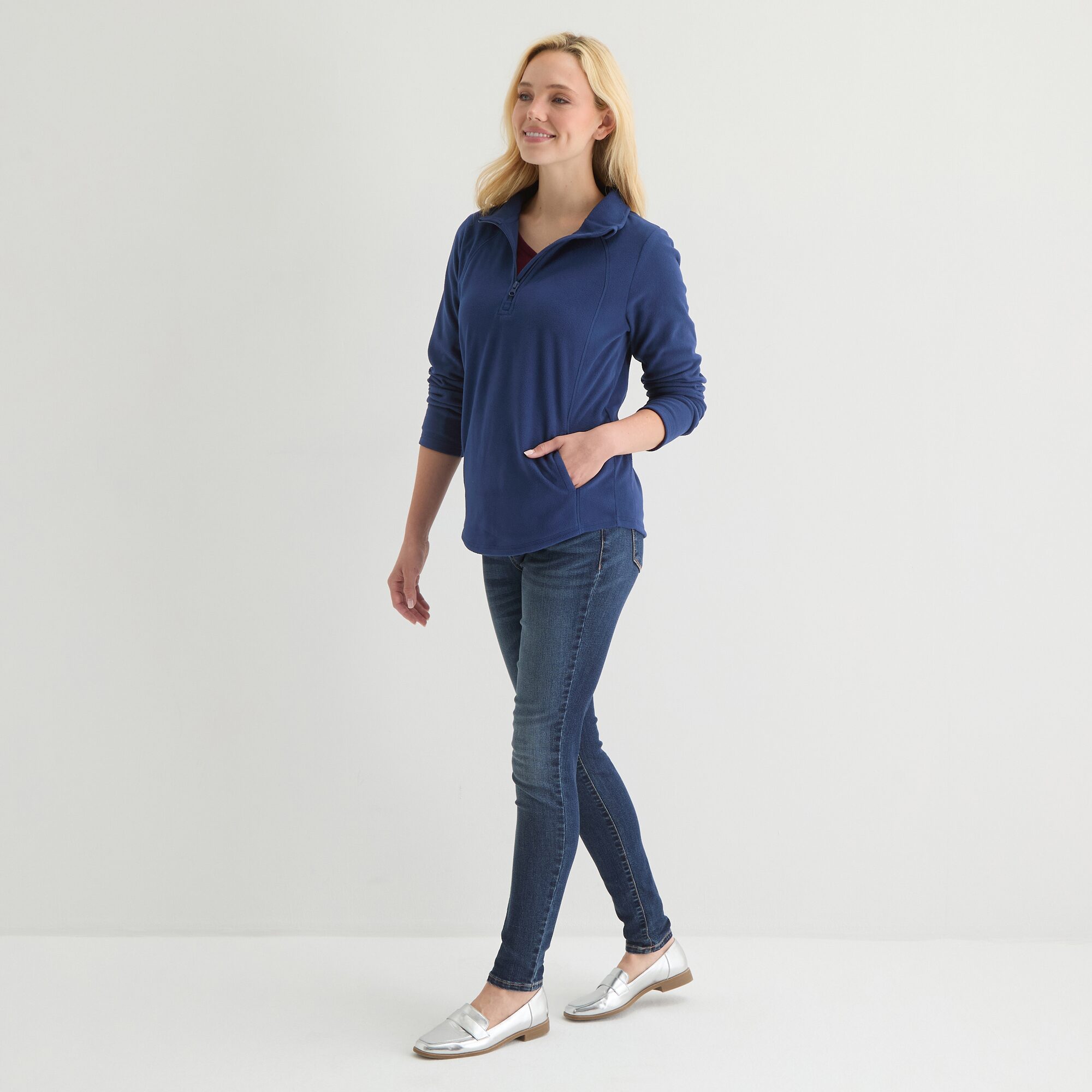 St. John's Bay Womens Long Sleeve Quarter-Zip Pullover