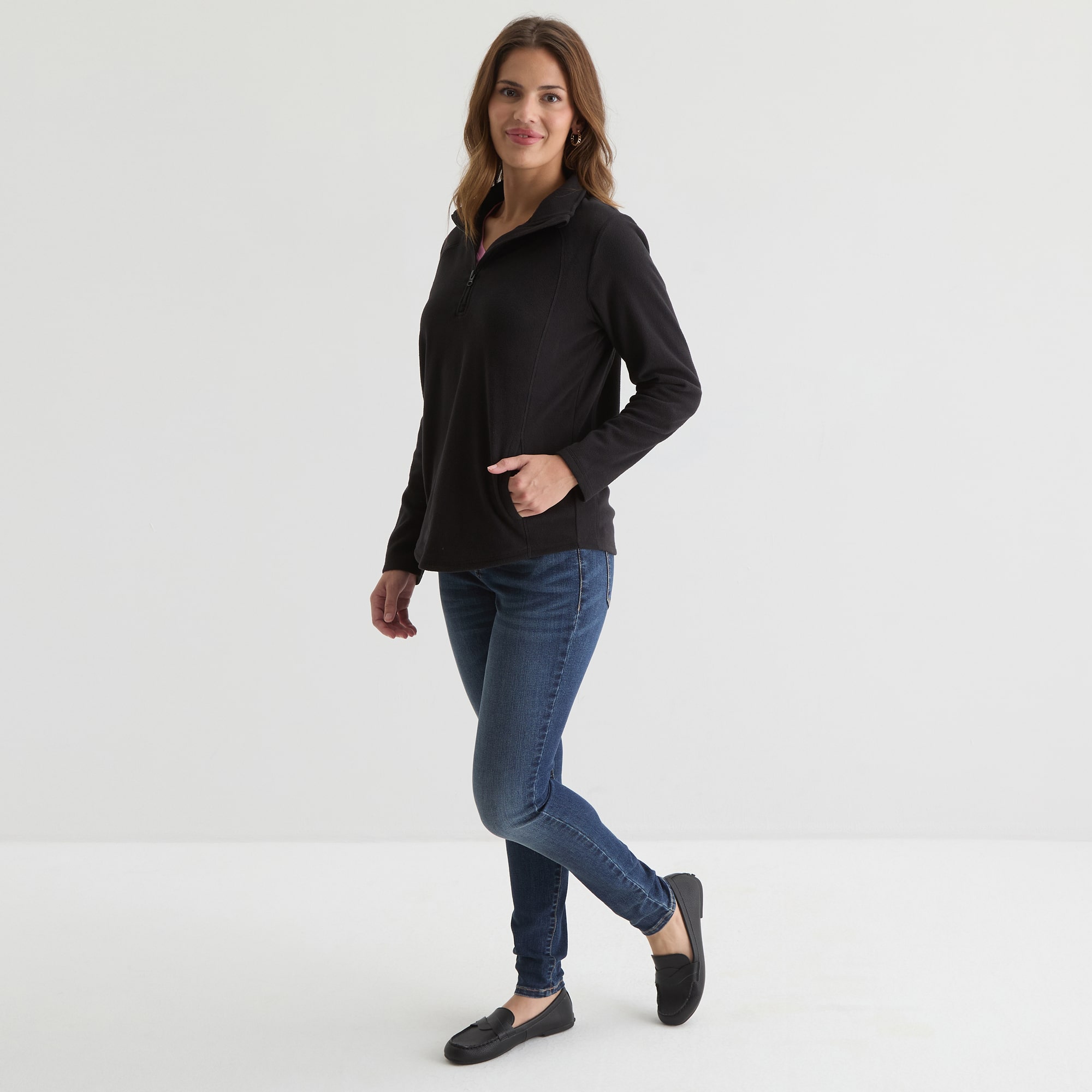 St. John's Bay Womens Long Sleeve Quarter-Zip Pullover