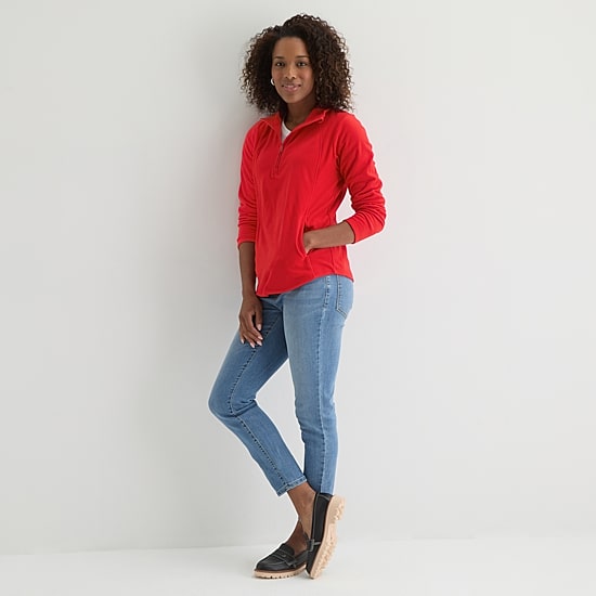 St. John's Bay Womens Long Sleeve Quarter-Zip Pullover