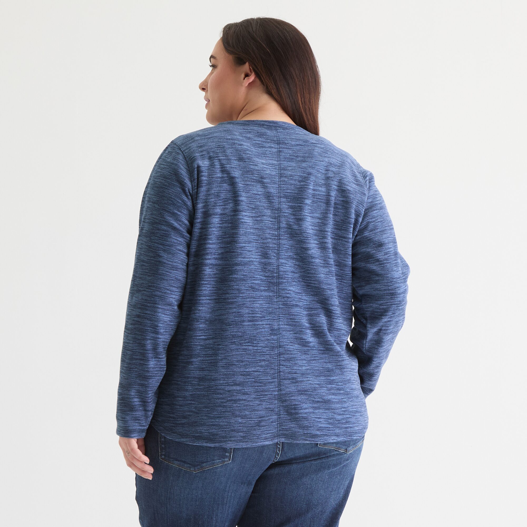 St. John's Bay Womens Polar Fleece V Neck Long Sleeve Plus Sweatshirt