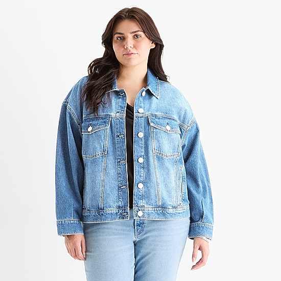 A.N.A Womens Plus Denim Midweight Jacket