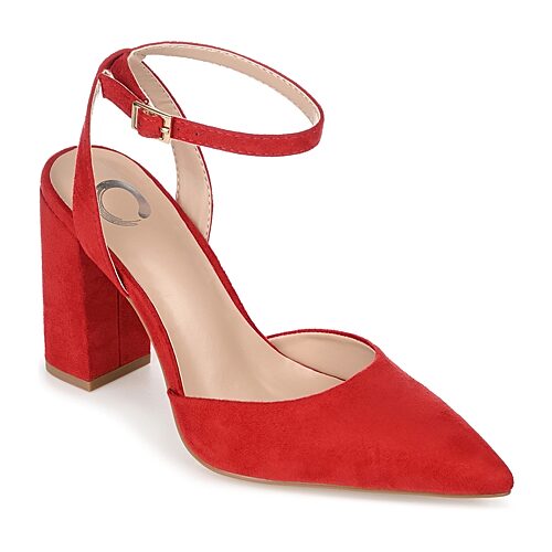 Journee Collection Tyyra Womens Pointed Closed Toe Block Heel Pumps, 8 Wide, Red