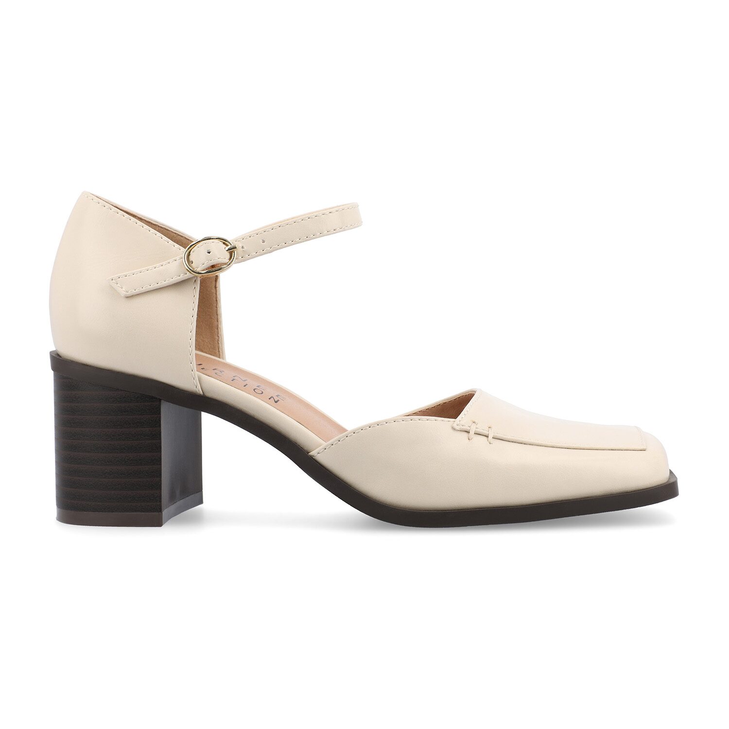 Journee Collection Evangeline Womens Moc Closed Toe Stacked Heel Pumps