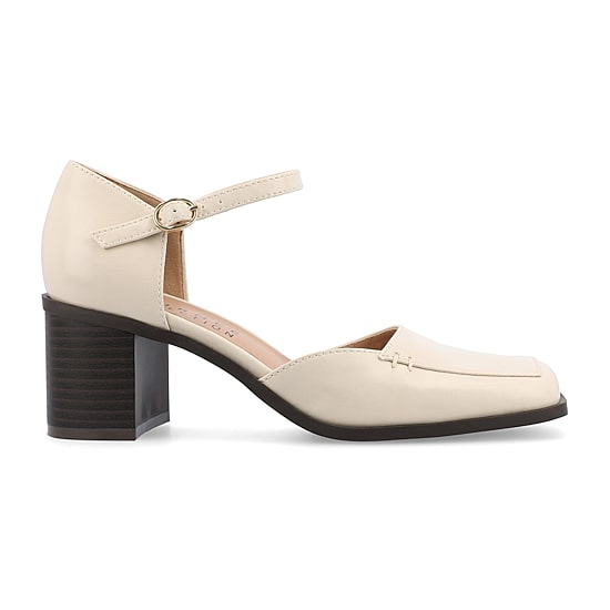 Journee Collection Evangeline Womens Moc Closed Toe Stacked Heel Pumps