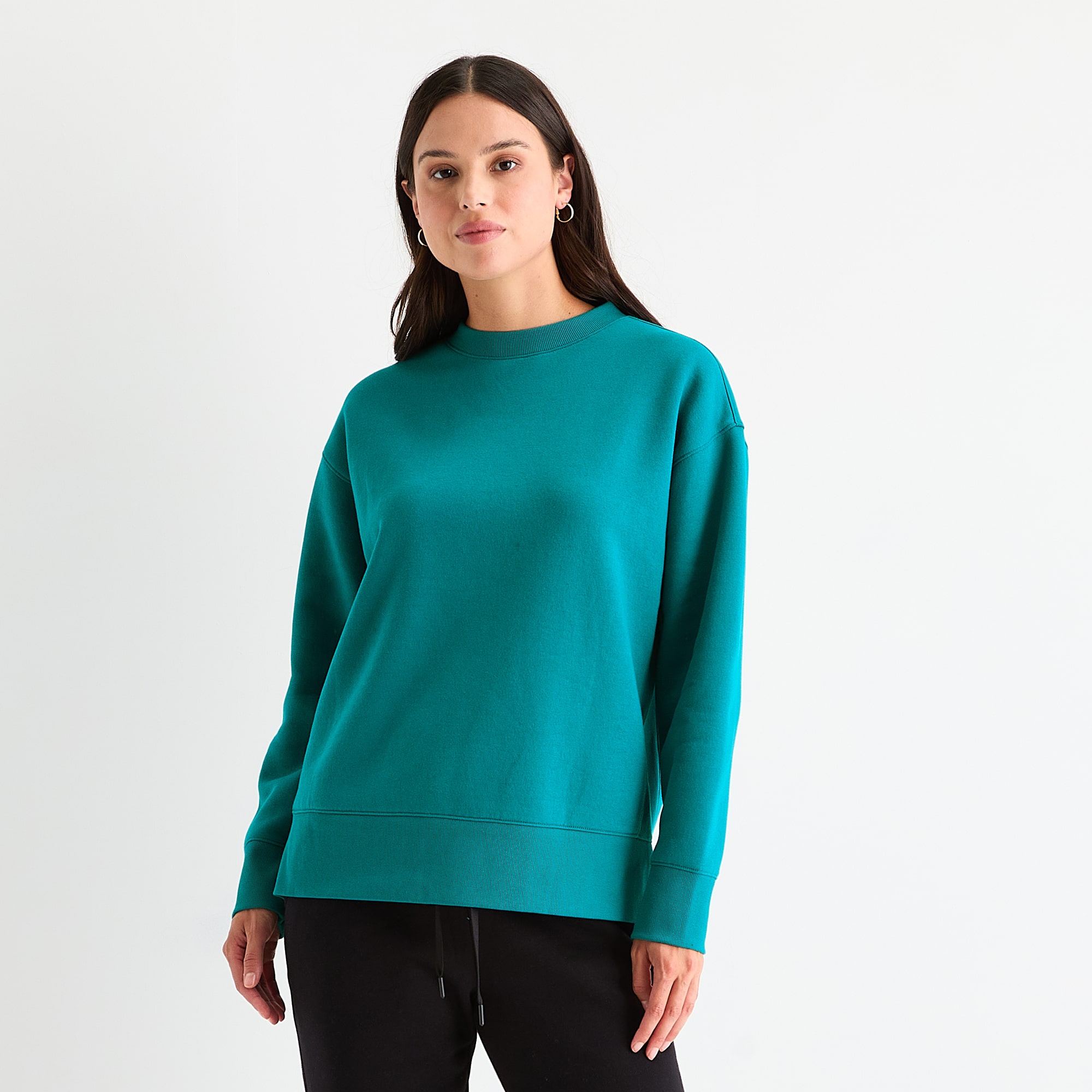 Xersion Womens Oversized Super Soft Fleece Crewneck Sweatshirt Tall