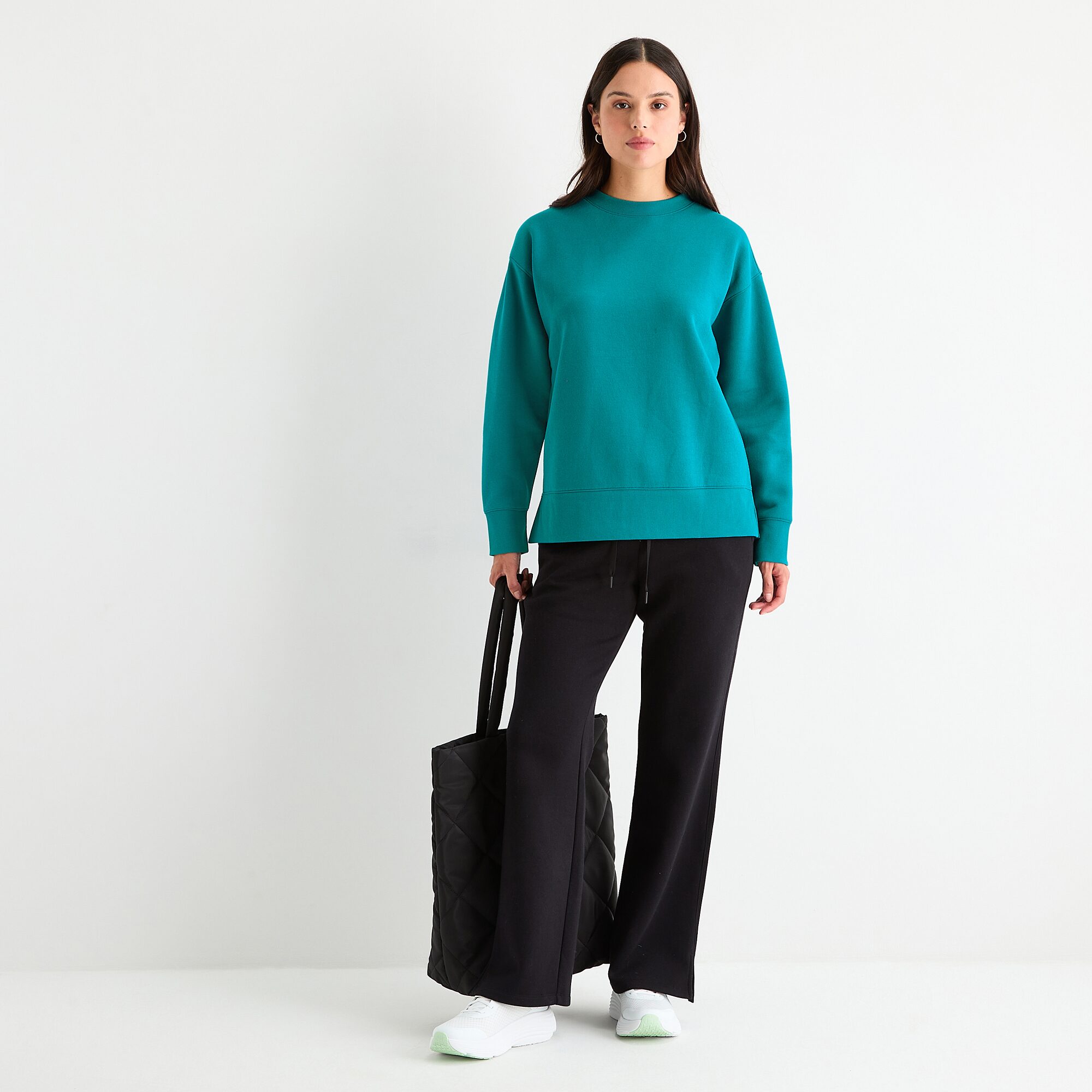 Xersion Womens Oversized Super Soft Fleece Crewneck Sweatshirt Tall