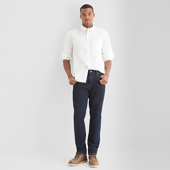 mutual weave Mens Long Sleeve Relaxed Oxford Button-Down Shirt