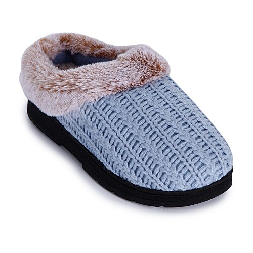 Isotoner Cable Knit Womens Clog Slippers In Blue