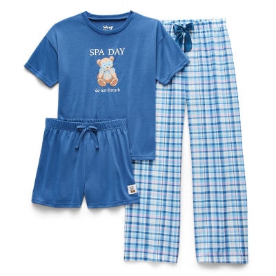 Sleep On It Little & Big Kid Girls Crew Neck Short Sleeve 3-pc. Pajama Set