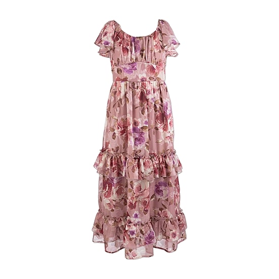 Speechless Big Kid Girls Flutter Short Sleeve Floral Maxi Dress