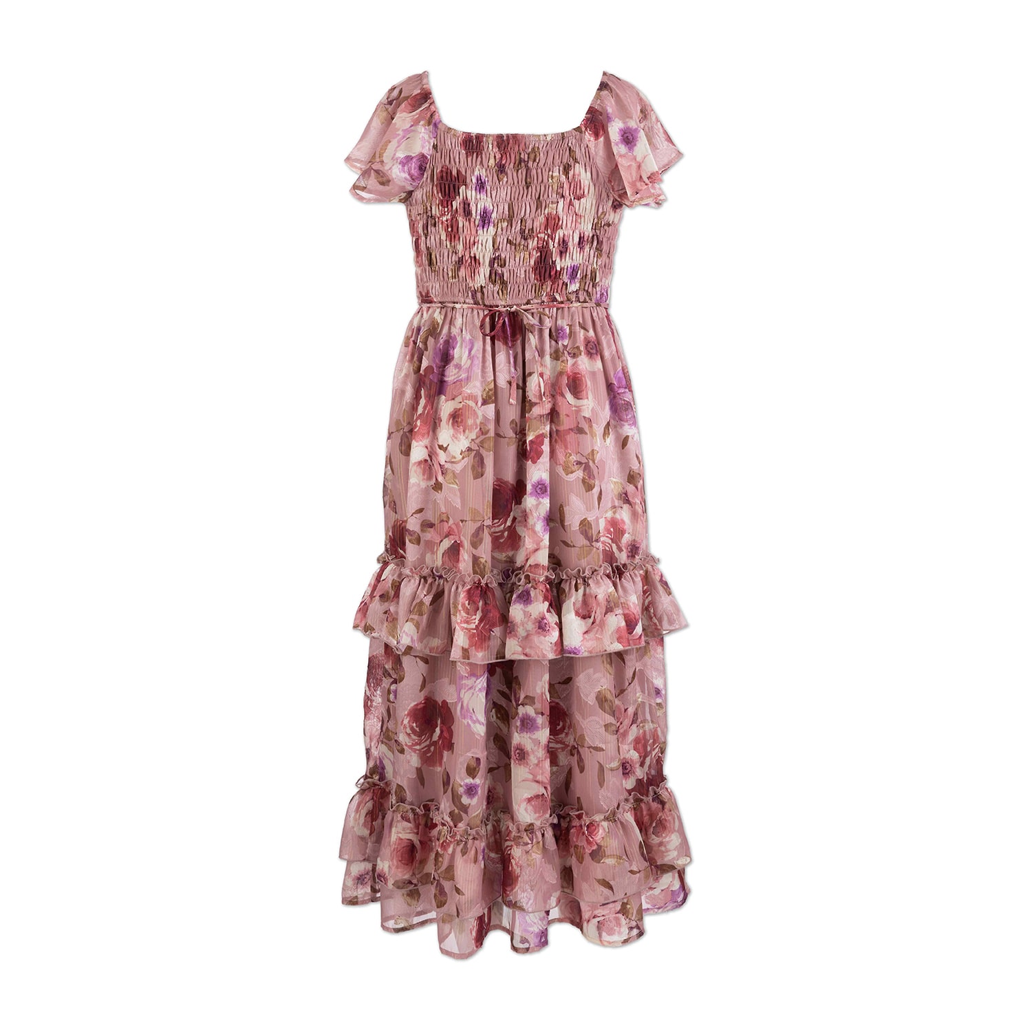 Speechless Big Kid Girls Short Sleeve Flutter Floral Maxi Dress