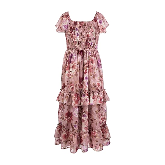 Speechless Big Kid Girls Flutter Short Sleeve Floral Maxi Dress