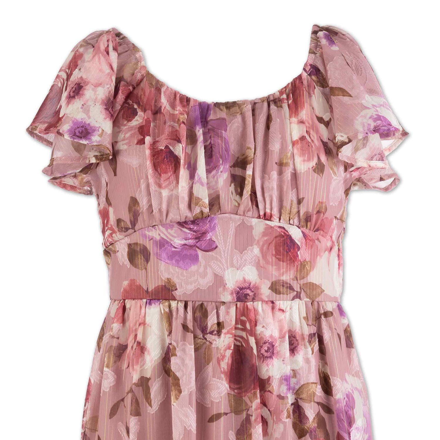 Speechless Big Kid Girls Short Sleeve Flutter Floral Maxi Dress