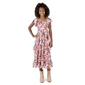 Speechless Big Kid Girls Flutter Short Sleeve Floral Maxi Dress