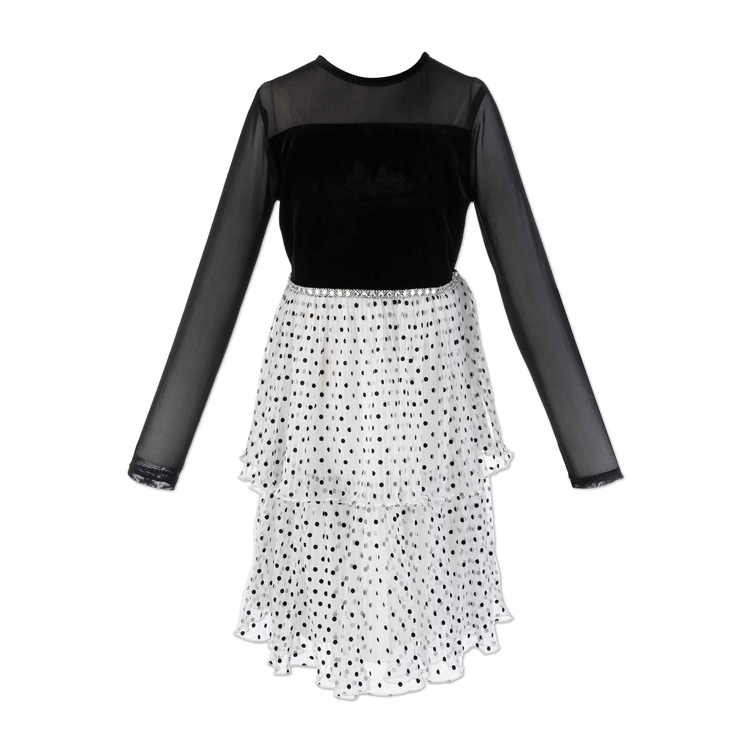 Speechless Big Kid Girls Long Sleeve Fitted Velvet Fit + Flare Dress