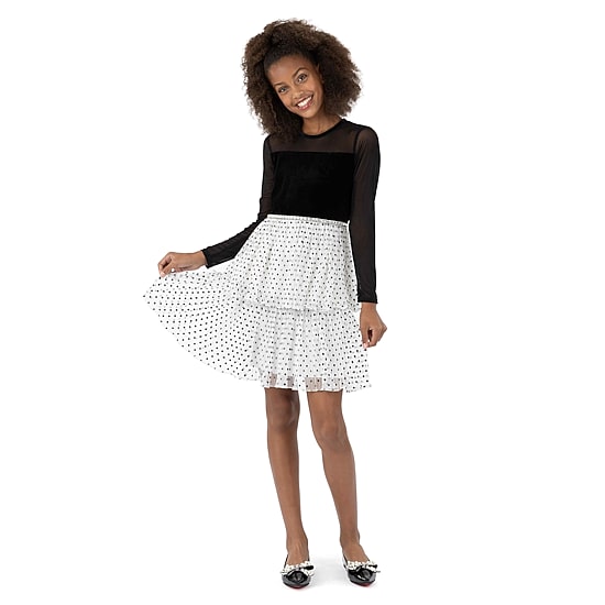 Speechless Big Kid Girls Fitted Long Sleeve Velvet Fit + Flare Dress