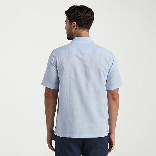 Cubavera Mens Short Sleeve Regular Fit Embroidered Button-Down Shirt