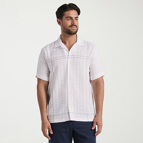 Cubavera Mens Short Sleeve Regular Fit Button-Down Shirt
