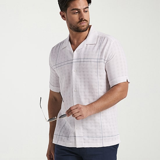 Cubavera Mens Short Sleeve Regular Fit Button-Down Shirt