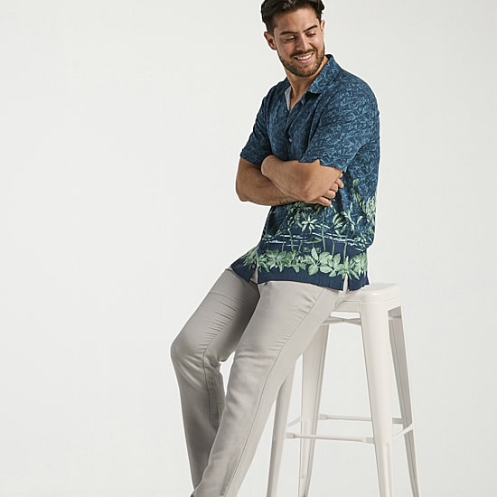 Cubavera Mens Short Sleeve Regular Fit Button-Down Shirt