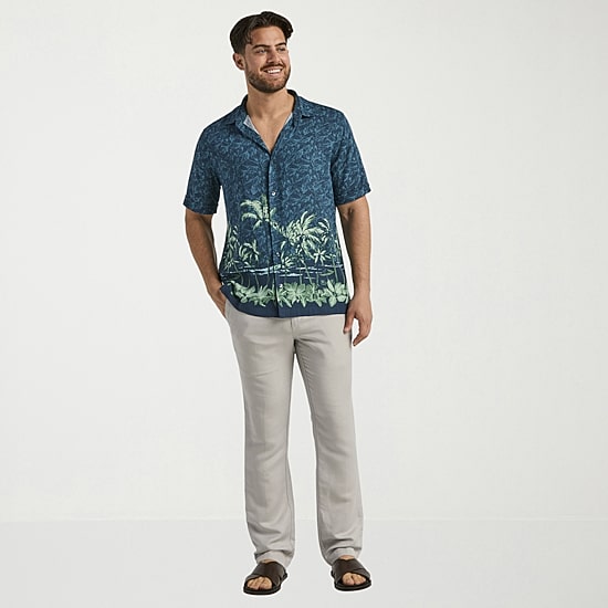 Cubavera Mens Short Sleeve Regular Fit Button-Down Shirt