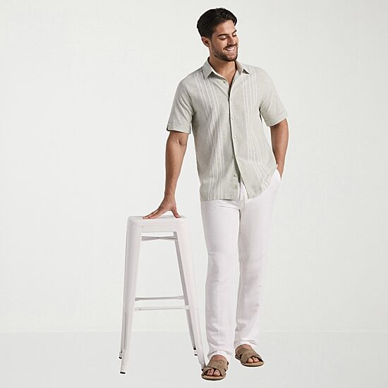 Cubavera Mens Short Sleeve Regular Fit Button-Down Shirt