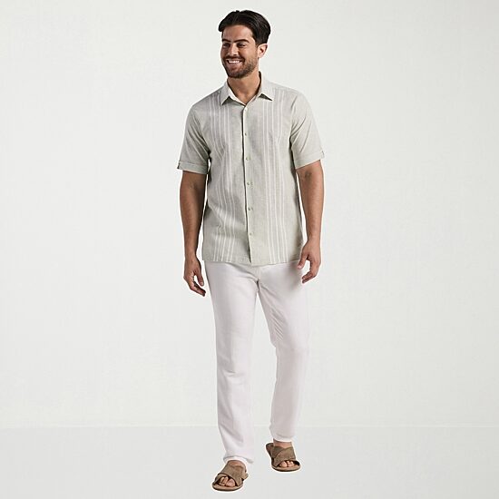 Cubavera Mens Short Sleeve Regular Fit Button-Down Shirt