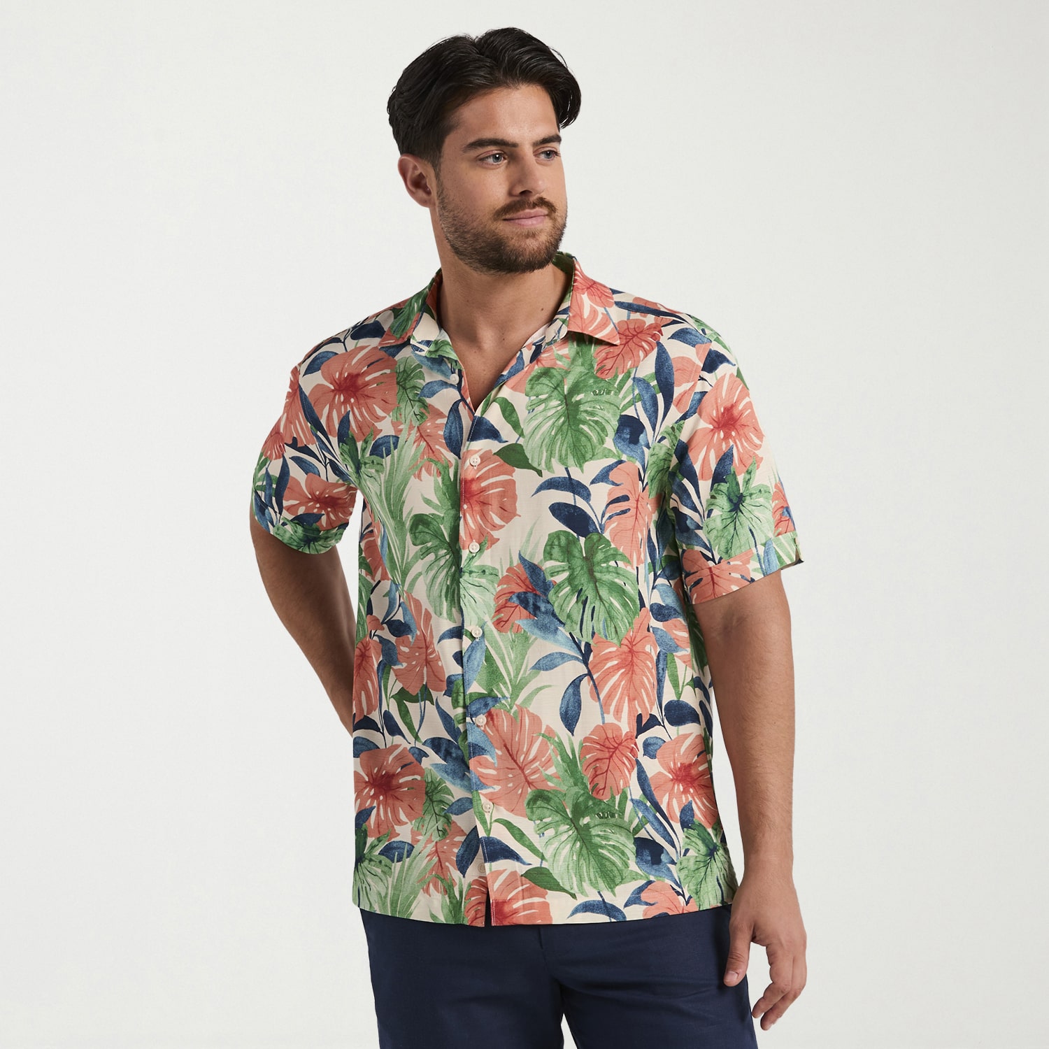 Cubavera Mens Short Sleeve Regular Fit Button-Down Shirt