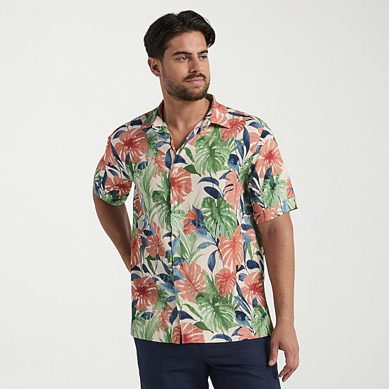 Cubavera Mens Short Sleeve Regular Fit Button-Down Shirt