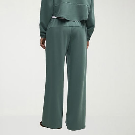PUMA Womens Wide Leg Mid Rise Regular Fit Sweatpant