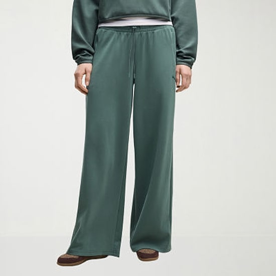PUMA Womens Wide Leg Mid Rise Regular Fit Sweatpant