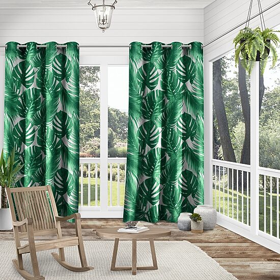 Exclusive Home Curtains Jamaica Palm Grommet Top Light-Filtering Set of 2 Outdoor Curtain Panel