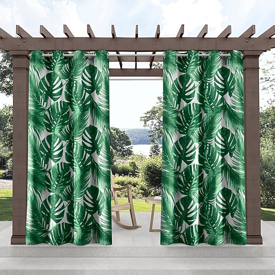 Exclusive Home Curtains Jamaica Palm Grommet Top Light-Filtering Set of 2 Outdoor Curtain Panel