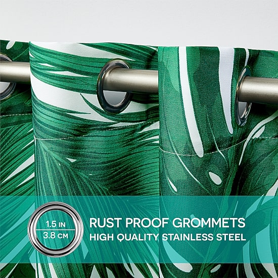 Exclusive Home Curtains Jamaica Palm Grommet Top Light-Filtering Set of 2 Outdoor Curtain Panel