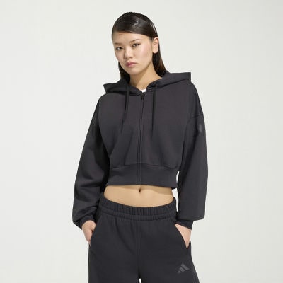 adidas Womens Long Sleeve Fleece Zipper Hoodie