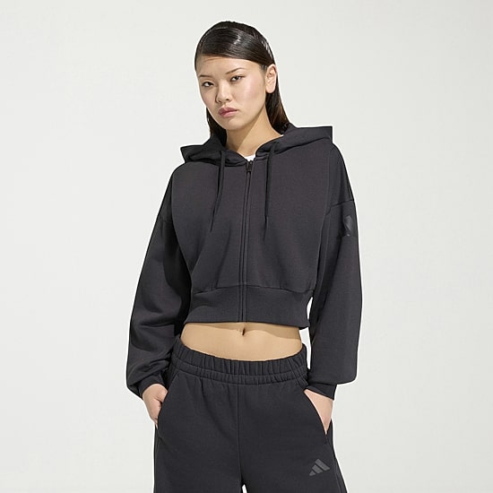 adidas Womens Long Sleeve Fleece Zipper Hoodie