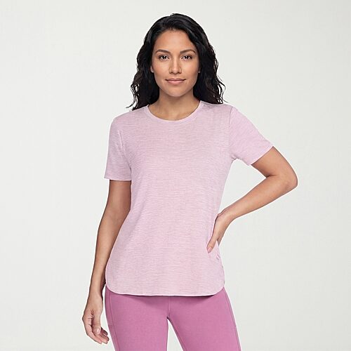 Skechers Womens Round Neck Short Sleeve Quick Dry Active T-shirt In Pink