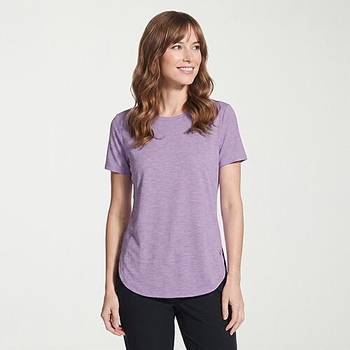 Skechers Womens Round Neck Short Sleeve Quick Dry Active T-shirt In Purple