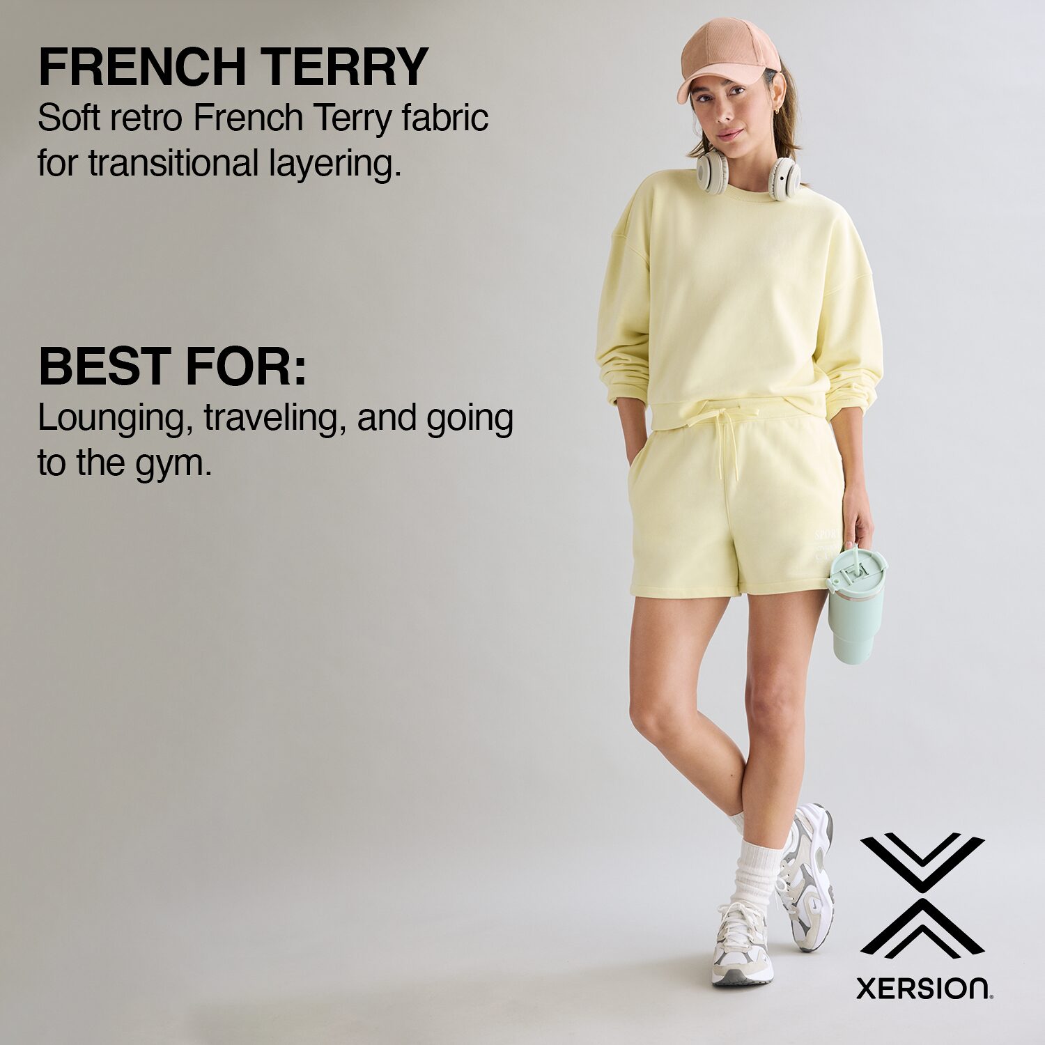 Xersion Womens French Terry Wide Leg Mid Rise Regular Fit Plus Active Pull-On Pant